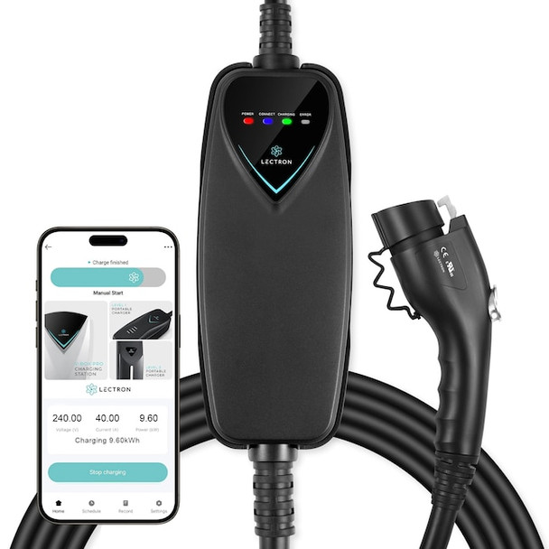 LECTRON CHARGER LEVEL 2 NEMA 14-50P VEHICLE CHARGING STATION - BLACK
