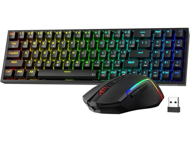 Redragon S136 Gaming Keyboard & Mouse Combo, 75% K628 Tri-Mode Wireless RGB