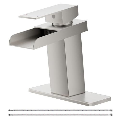 Bathlavish Brushed Nickel Bathroom Faucet Single Handle Waterfall B-66009N New