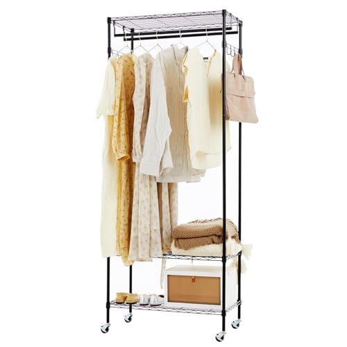 ZYERCH EAVY DUTY CLOTHES RACK ROLLING GARMENT RACK - BLACK - SMALL New