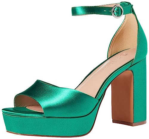 THE DROP WOMEN'S HAMALIE PLATFORM HEELS - SIZE 7.5 - JADE SATIN New