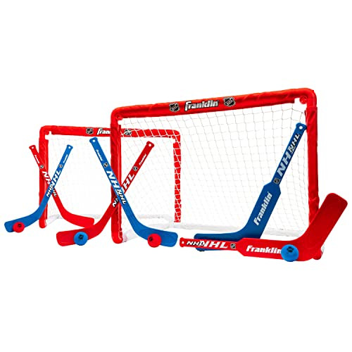 FRANKLIN SPORTS NHL KIDS MINI + KNEE HOCKEY GOAL SET OF 2 - RED