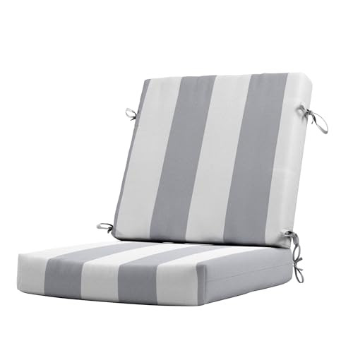 California Umbrella GCDC20B Dining Chair Cushion 20" x 40" GREY/WHITE