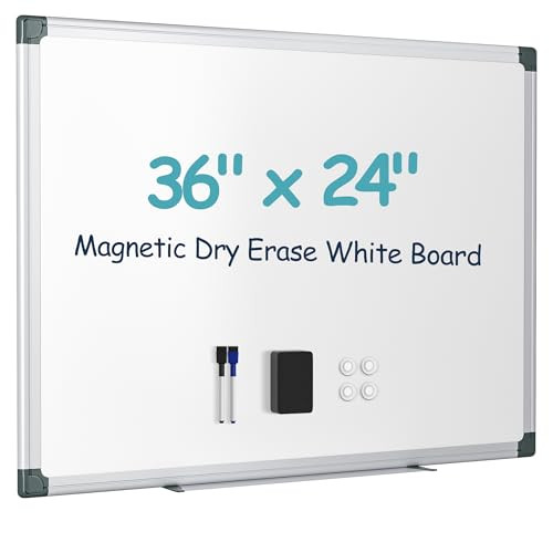 PAPORIA 36" X 24" WHITE BOARD ALUMINUM FRAME MAGNETIC HANGING VS213-2 - WHITE New