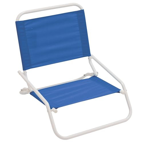Rio Beach Wave 1-Position Beach Folding Sand Chair, Polyester - Pacific Blue