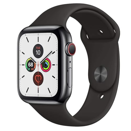 APPLE WATCH 5 GPS CELLULAR 44MM STAINLESS STEEL CASE BLACK SPORT BAND STAINLESS