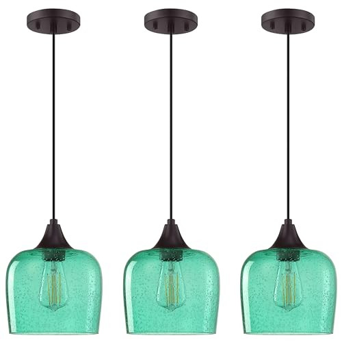 RAINLIGHTING 1 Light Hanging Kitchen Island Light Fixtures 6.1"Glass 3 Pack New