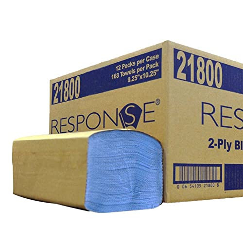 RESPONSE BLUE WINDSHIELD TOWEL 2 PLY 9.25X10.25 168/PK 12 PK/CS New