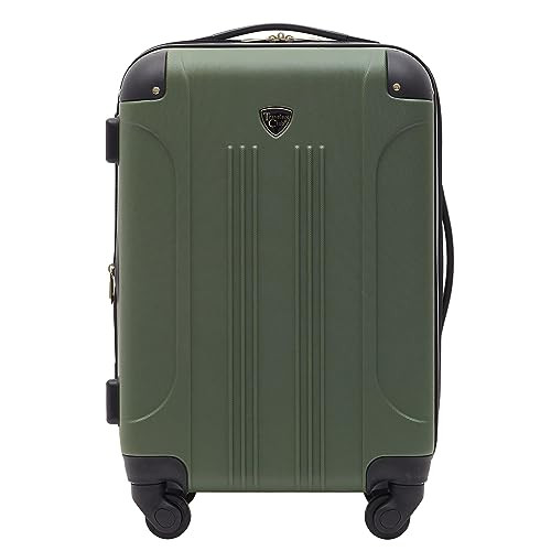 TRAVELERS CLUB CHICAGO HARDSIDE EXPANDABLE SPINNER LUGGAGE 22" CARRY-ON - GREEN