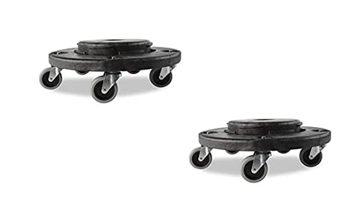 Rubbermaid Commercial Products Brute Twist on/Off Round Dolly, 2 Pack - Black