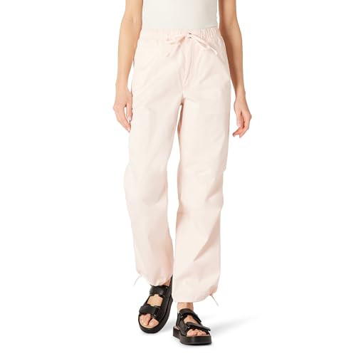 AMAZON ESSENTIALS MID-RISE BAGGY WIDE-LEG PARA-PANTS WOMEN M, LIGHT PINK