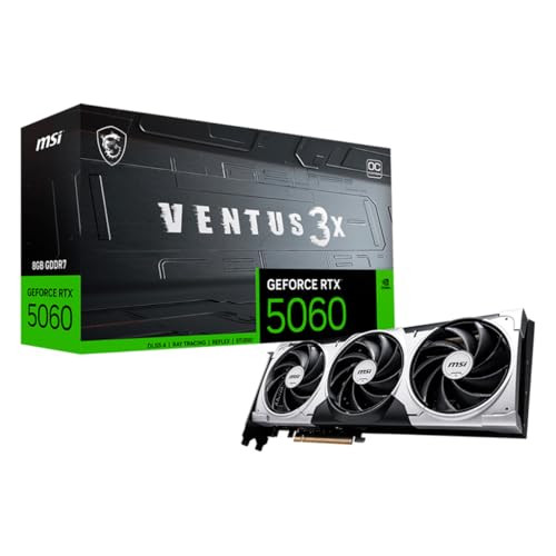 MSI GAMING RTX 5060 8G VENTUS 3X OC GRAPHICS CARD 8GB GDDR7 G5060-8V3C - NICKEL