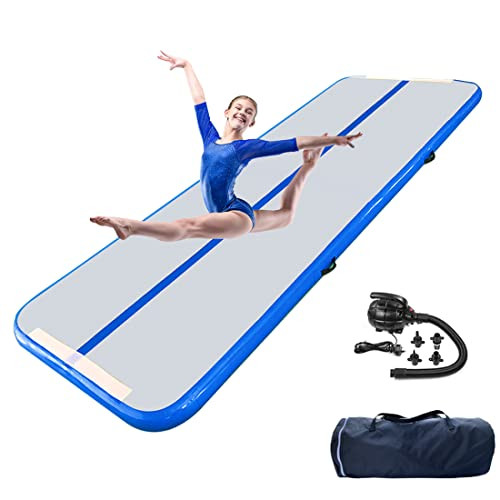 Inflatable Air Tumbling Gymnastics Mats with Pump 10ftx3.3ftx4in, Blue