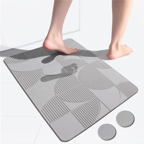 Ude-licate Stone Bath Mat, Diatomaceous Earth, Super Absorbent Bath Mat