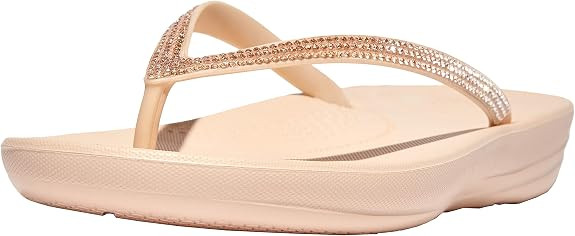 FITFLOP WOMEN'S IQUSHION OMBRE-SPARKLE FLIP-FLOPS SANDALS - SIZE: 9 - ROSE FOAM