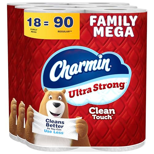 Charmin Ultra Strong Clean Touch 2-Ply Toilet Paper, 18 Family Mega Rolls New