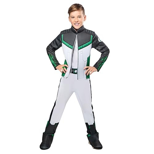 RUBIES GREEN LANTERN DELUXE KIDS BOYS COSTUME JUMPSUIT WITH FAUX JACKET -M New