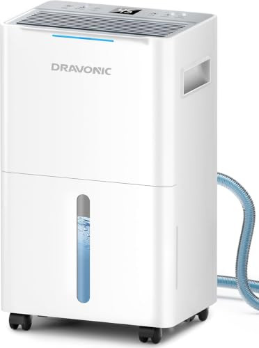 DRAVONIC 1500 SQ.FT DEHUMIDIFIER FOR BASEMENT, 21 PINTS, QUIET - SNOW WHITE New