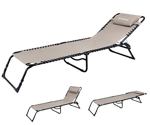 KingCamp Adjustable 4-Position Outdoor Chaise Lounge Chair Heavy Duty Camping New