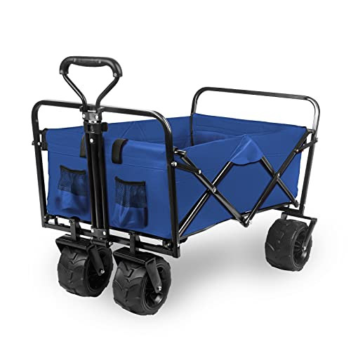 Beach Wagon Cart Collapsible with Big Wheels for Sand, Heavy Duty Foldable New