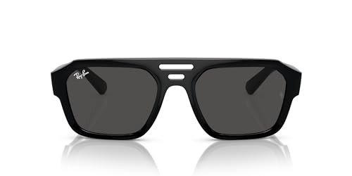 RAY-BAN UNISEX CORRIGAN SQUARE SUNGLASSES - BLACK/DARK GRAY
