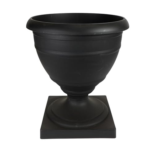 The HC Companies 18 Inch Tall Olympia Urn, Lightweight Plant Pot - Black New