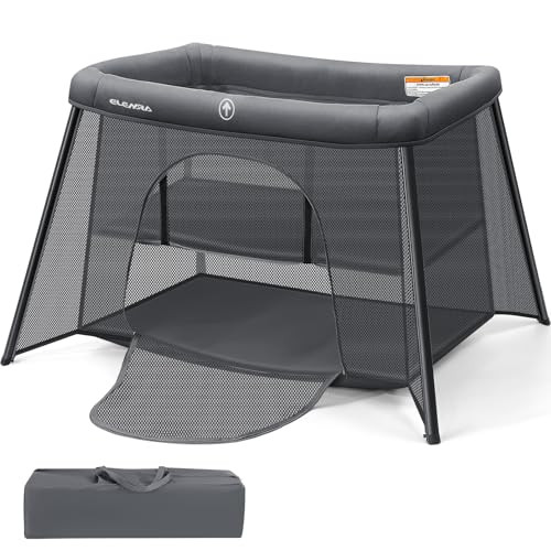 ELEMARA 2 IN 1 BABY TRAVEL CRIB EASY-SET UP PORTABLE CRIB COMFORTABLE MATTRESS
