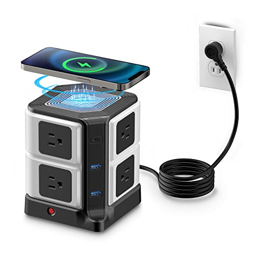 BESTEK PD 20W USB C POWER STRIP WIRELESS CHARGER BESTEK8AC+3USB+WCHARGER-BLACK