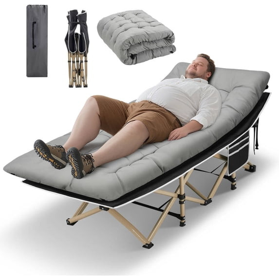 HABUTWAY PORTABLE CAMPING COT SLEEPING COTS ADULTS 28" EXTRA WIDE - GRAY