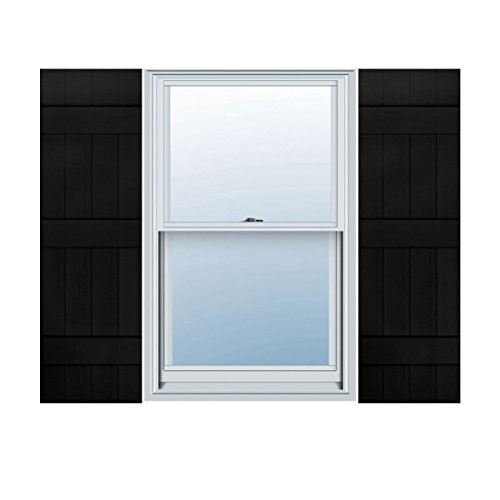 B00D0E72X6 VINYL EXTERIOR SHUTTERS BOARD-N-BATTEN JOINED 002-BLACK - NEW New