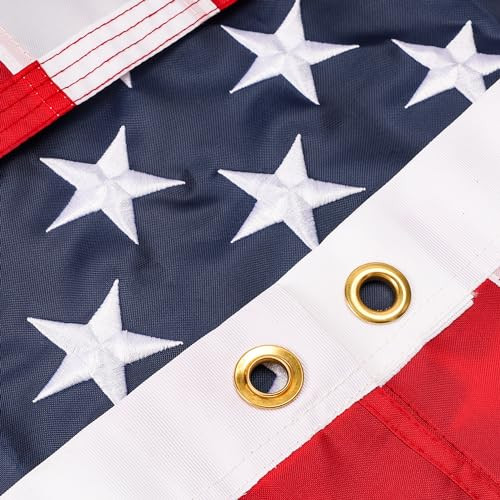 PREREENOO AMERICAN FLAG, 3FT BY 5FT, PREMIUM EMBROIDERED STARS, RED/WHITE/BLUE New