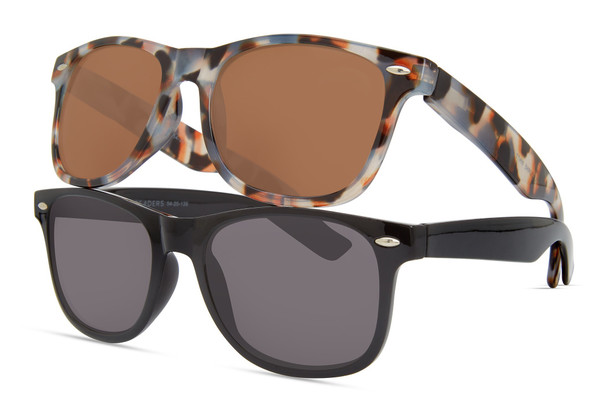 M+ MELBOURNE COLOR READING SUNGLASSES +1.25, 2 PAIRS (Black & Color Spots)