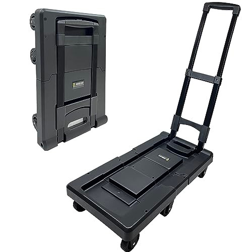 Folding Hand Truck Dolly 220 Lbs Heavy Duty Dolly Cart 6 Wheels 220 Lbs Black New