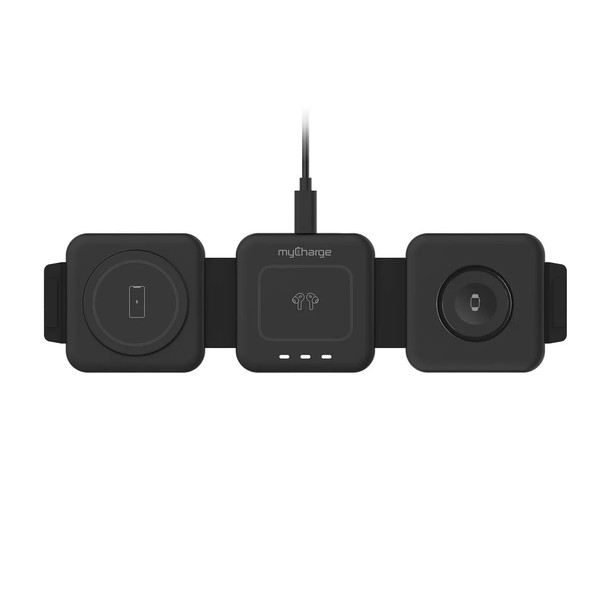 MYCHARGE 3-IN-1 FOLDING WIRELESS CHARGING PAD - BLACK