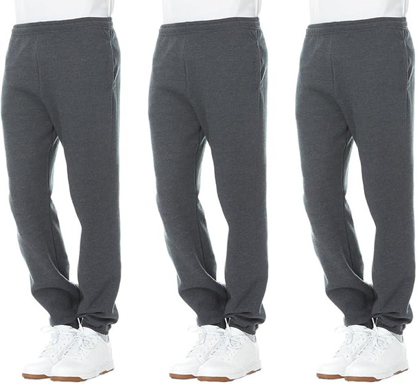 YACHT & SMITH 3 PACK OF MENS JOGGER SWEATPANTS - SIZE: MEN S - CHARCOAL GRAY New
