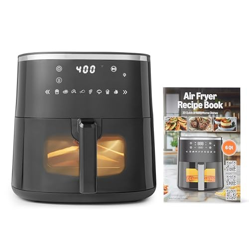 AMAZON BASICS 6-QUART DIGITAL AIR FRYER EASY VIEW WINDOW 1550W AFT0003B - BLACK