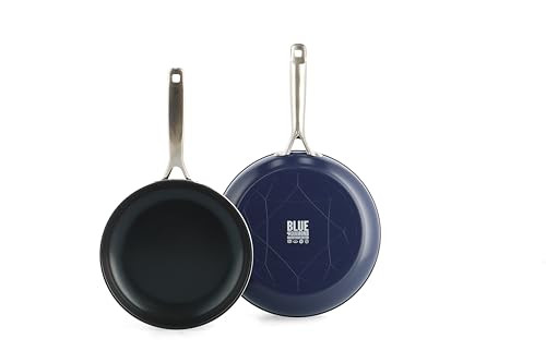 Blue Diamond 2 Pcs Nonstick Frying Pan Set Skillets PFAS-Free Ceramic - Blue New