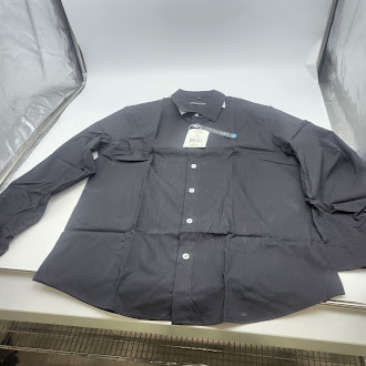 JAMES TAILOR BLACK SLIM LONG SLEEVE DRESS SHIRTS FOR MEN - SIZE: MEN M - BLACK