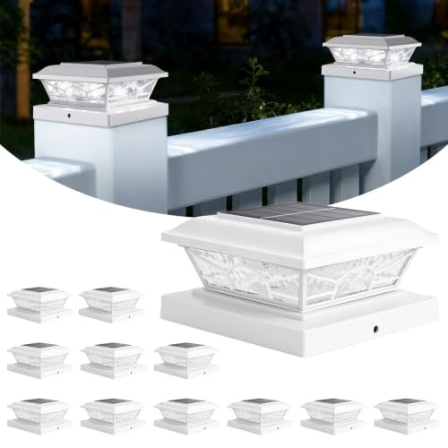 BRIGHTEVER 4X4 POST SOLAR LIGHTS SOLAR POST CAP LIGHTS WHITE 12-PACK WHITE