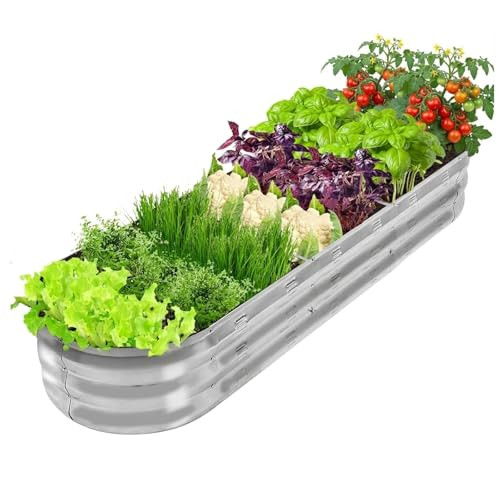 GADI 67" Galvanized Metal Planter Bed, Vegetables and Flowers, XTY001 - Silver New
