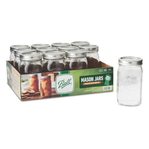 BALL JARS WIDE MOUTH CLEAR GLASS CANNING QUART 32 OZ MASON JARS 12 PACK New