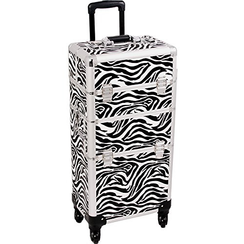 SUNRISE Makeup Case on Wheels 2 in 1 I3561 Hair Stylist Professional - Zebra New