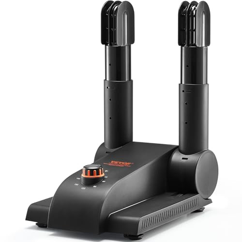 VEVOR 180° FOLDABLE 2 TUBES SHOE DRYER PORTABLE BOOT DRYER TIMER - BLACK/ORANGE