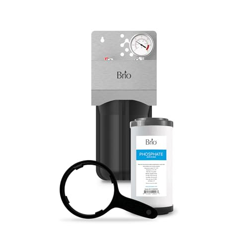 BRIO WHOLE HOUSE WATER FILTER SYSTEM W/GAUGE & FAST-FLOW PHOSPHATE - STEEL/BLACK New