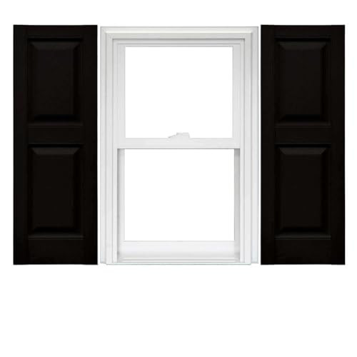 Mid America Raised Panel Vinyl Shutters 14.75" x 43" 002 Black (1 Pair) -NEW New