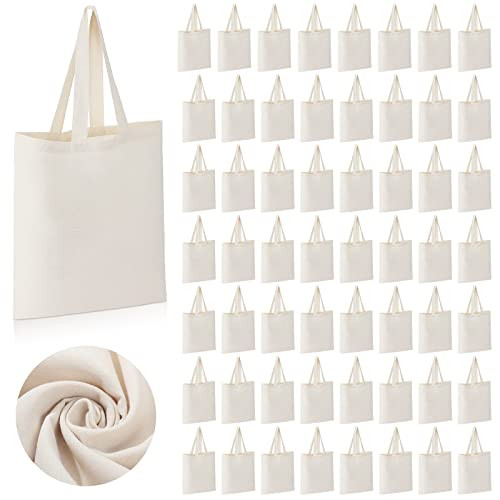 Roowest 60 Pack Canvas Tote Bags Bulk 16" x 15" Lightweight Medium New