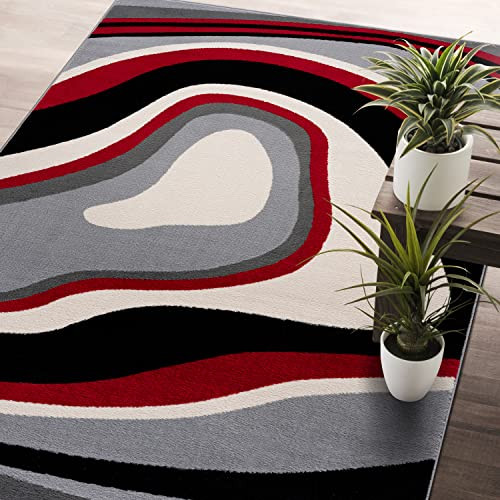 CAMILSON Modern Geometric Area Rug (3'3" x 5') - Abstract Geometric Design New