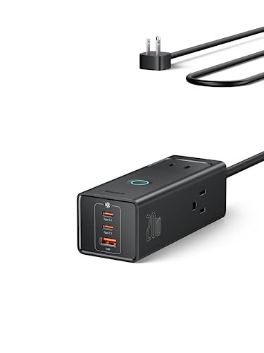 BASEUS CHARGING STATION 100W 5 IN 1 TRAVEL POWER STRIP USB C CHARGER - BLACK New