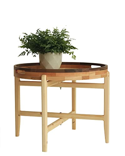 MUYOCUN 22 Inch Black Walnut Wood Ottoman Tray with Handles, Legs New