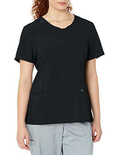 CHEROKEE INFINITY WOMENS ROUND NECK SCRUB TOP 3 POCKETS SIZE WOMEN M BLACK New